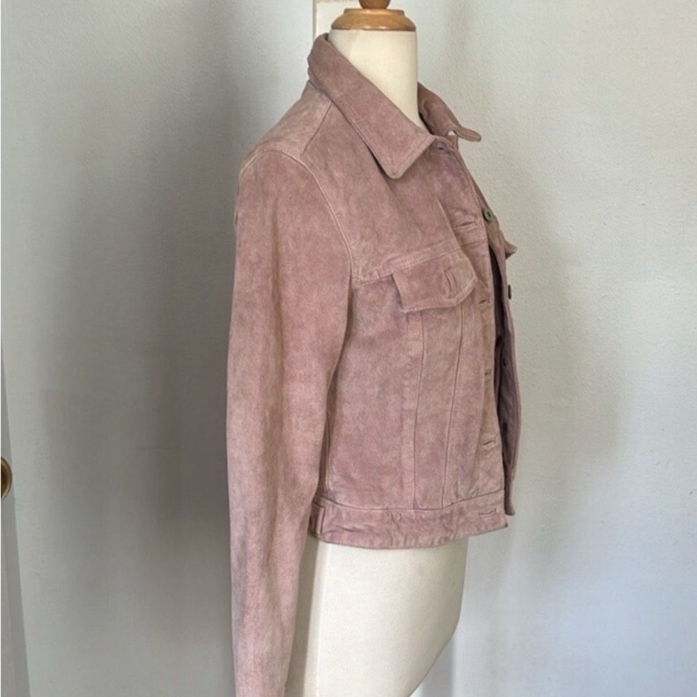GAP Suede Y2K Trucker Jacket in Dusty Pale Pink 💓 - Picture 3 of 5